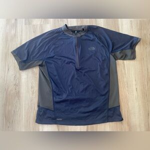The North Face Dark Blue Charcoal Half-Zip bicycle top quick dry zip back pocket